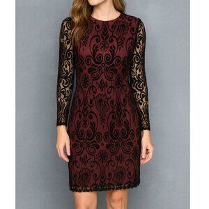 Elegant Black and Red Lace Dress